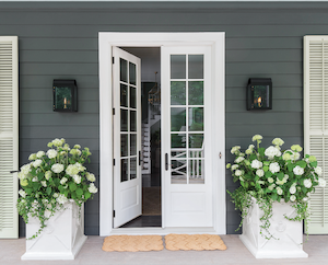A white front door