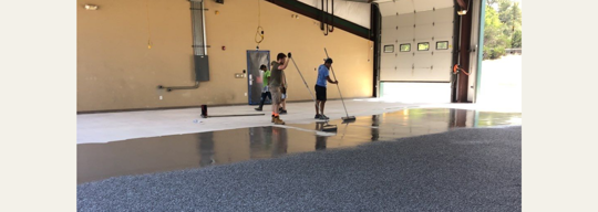 polyurea coating application to a concrete floor