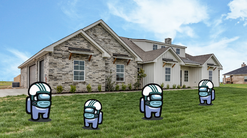 Four astronaut characters from the game "Among Us"