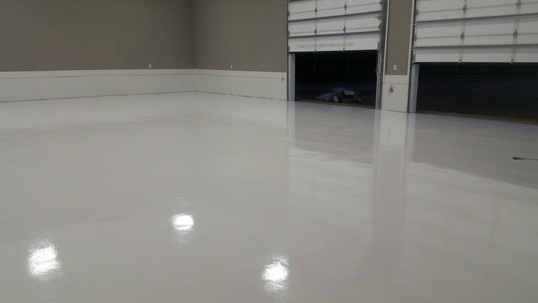 shiny, white floor