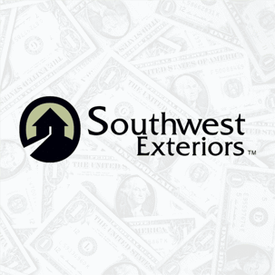 The image is the logo for Southwest Exteriors, with a stylized house symbol and the text “Southwest Exteriors™”.