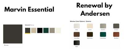 Marvin vs. RBA colors The words Marvin and Renewal by Andersen with different colors for frames below.