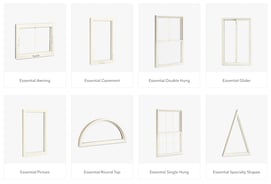8 different window shapes with a bone color frame.