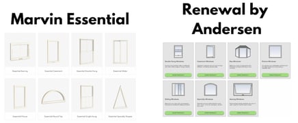 The words Marvin and Renewal by Andersen with an image of different window shapes below both titles.
