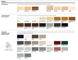 A screenshot of the color options for Pella Reserve windows.