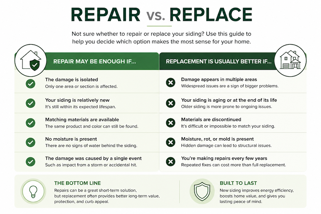 Siding repair vs replace graphic
