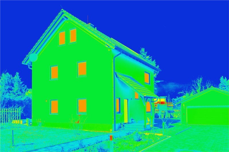 A home with a heat map filter over the image.