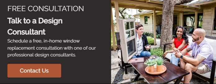 It shows 3 people sitting at a table outside with text that reads