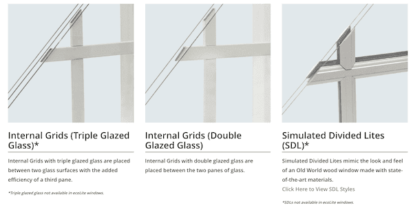 Three images that describe and show up-close simulated-divided lite patterns in a window in this ord…